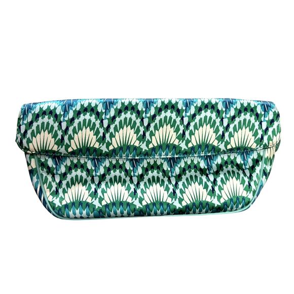 Jimmy Choo Clutch Satin Evening Bag Peacock Art Deco Print RARE Made in Italy - Picture 1 of 16